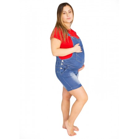 Джинсовый комбинезон шортами для беременных Синий